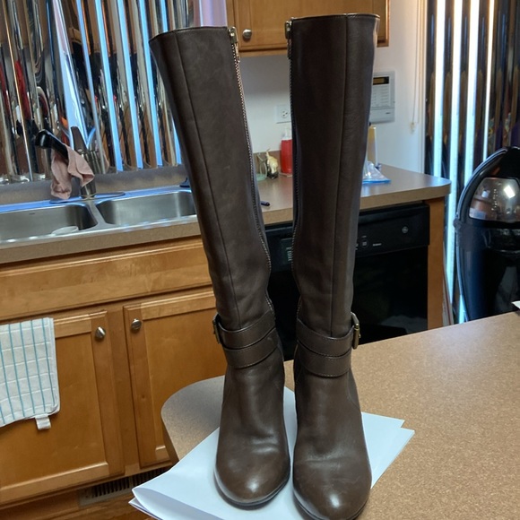 Coach Addie Semi Mate Leather Heel Boots - Picture 3 of 16